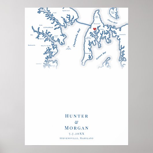 Kent Island MD Wedding Elegant gastenboek Poster (Voorkant)
