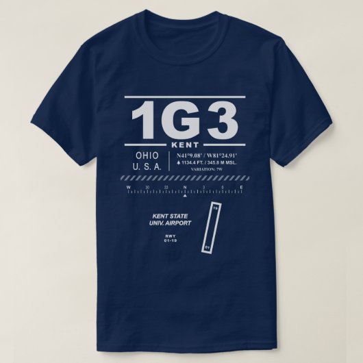 Kent State University Airport 1G3 T-shirt (Design voorkant)