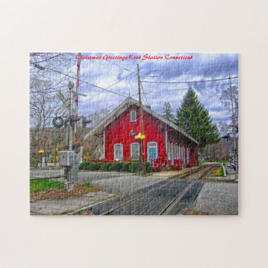 Kent Station Connecticut. Kerstgroeten Legpuzzel (Horizontaal)