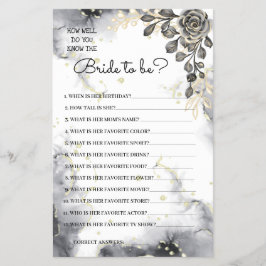 Kent u de Bride Black Rozen Shower Game Card Flyer
