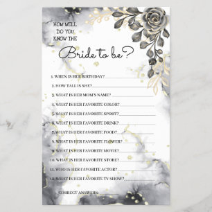 Kent u de Bride Black Rozen Shower Game Card Flyer