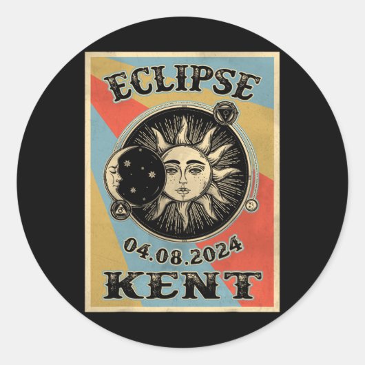 Kent - Zonsverduistering 2024 Ronde Sticker (Voorkant)