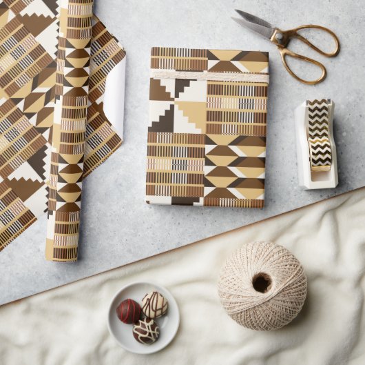 Kente-blok - Gedempte oker Cadeaupapier (Crafts)