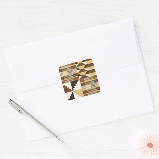 Kente-blok - Gedempte oker Vierkante Sticker (Envelop)