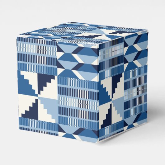 Kente-blok - zachte indigo bedankdoosjes (Voorkant Zijde)