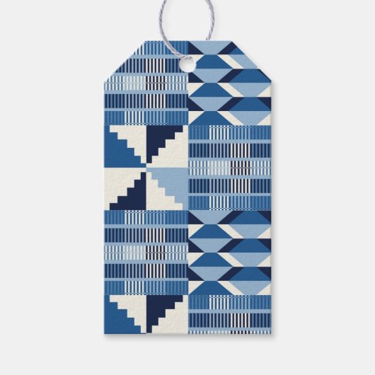 Kente-blok - zachte indigo cadeaulabel (Voorkant)