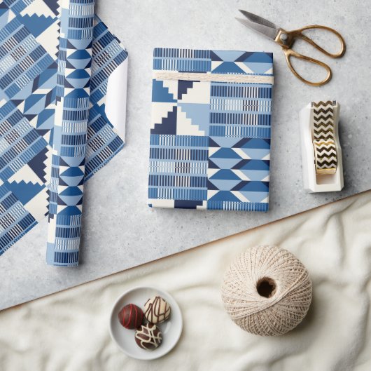 Kente-blok - zachte indigo cadeaupapier (Crafts)