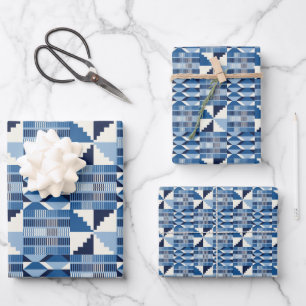 Kente-blok - zachte indigo inpakpapier vel