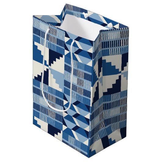 Kente-blok - zachte indigo medium cadeauzakje (Voorkant Gekanteld)