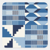Kente-blok - zachte indigo vierkante sticker (Voorkant)