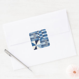 Kente-blok - zachte indigo vierkante sticker