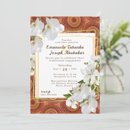 Kente bruiloft uitnodiging kringen van liefde (Staand voorkant)