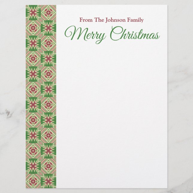 Kente Cloth Kaleidoscope Maroon Red Green Holiday Briefhoofd (Voorkant)