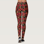 Kente Damesmode Rood, Zwart & Goud Leggings (Achterkant)