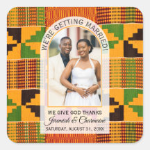 Kente Foto Aangepaste Naam HUWELIJK
