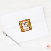 Kente Foto Aangepaste Naam HUWELIJK Vierkante Sticker (Envelop)