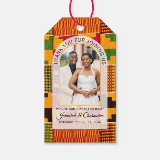 Kente Foto Aangepaste Naam TROUW Cadeaulabel (Voorkant)