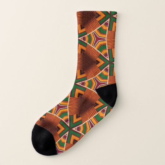 Kente Geometrics Afrocentrisch All Over Print Sokken (Links - buitenkant)