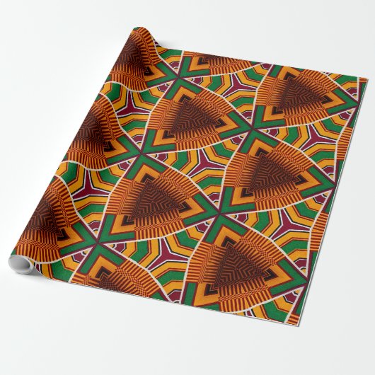 Kente Geometrics Kwanza Afrocentric Cadeaupapier (Uitgerold)