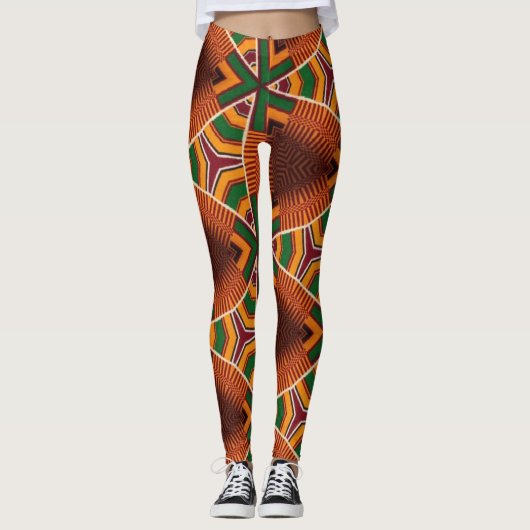 Kente Geometrics Kwanza Afrocentric Leggings (Voorkant)