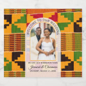 Kente Photo Custom Name WEDDING Sparkling Wijnetiket (Enkel label)