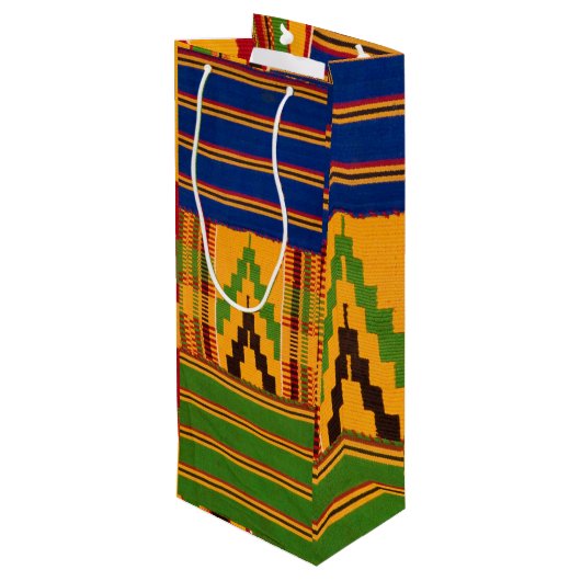 Kente Print Wine Gift Bags Wijn Cadeautas (Achterkant Gekanteld)