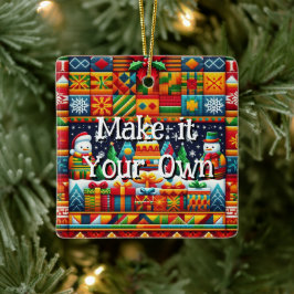 Kente Stof Patroon Sneeuwman Ornament