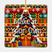 Kente Stof Patroon Sneeuwman Ornament (Achterkant)
