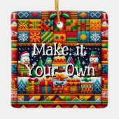Kente Stof Patroon Sneeuwman Ornament (Voorkant)