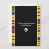 Kente Stripes, Gye Nyame, Black White Wedding Kaart (Achterkant)