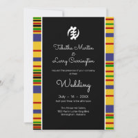 Kente Stripes, Gye Nyame, Black White Wedding