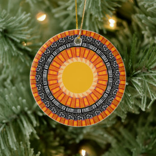 Kente Sun Design Keramisch Ornament