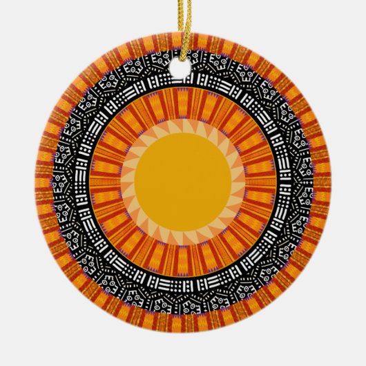 Kente Sun Design Keramisch Ornament (Voorkant)