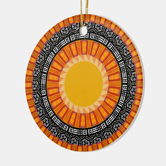 Kente Sun Design Keramisch Ornament (Links)