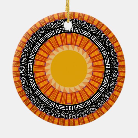 Kente Sun Design Keramisch Ornament (Achterkant)