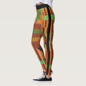 Kente Tribal African fabric print oranje groen Leggings (Links)