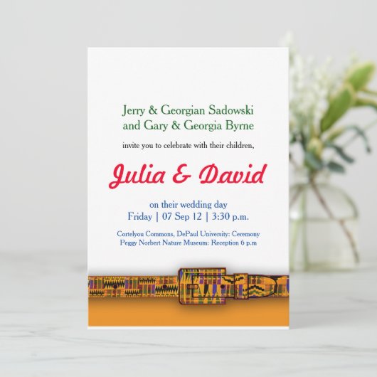 Kente Uitnodigingen Serie 2. (Staand voorkant)