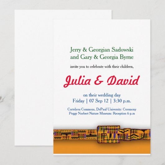 Kente Uitnodigingen Serie 2. (Voorkant / Achterkant)