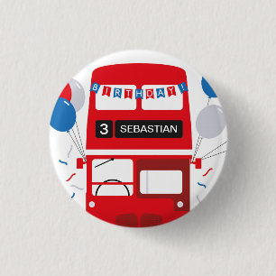 Kenteken van de Verjaardag van Londen het Rode Bus Ronde Button 3,2 Cm