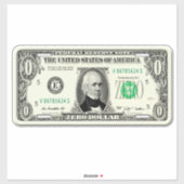 Kentekenplaat met nul-dollarbiljet sticker (Vel)