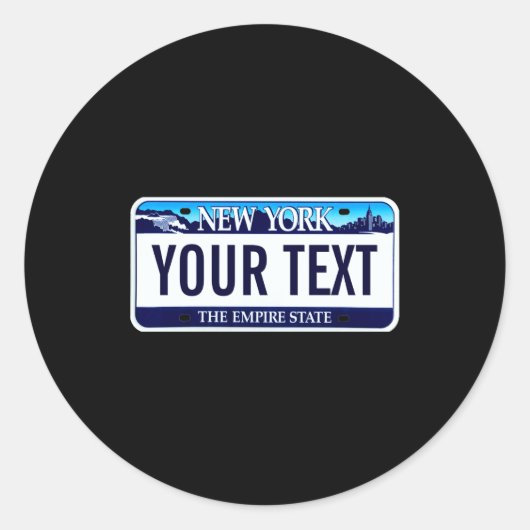 Kentekenplaat New York _1 Ronde Sticker (Voorkant)