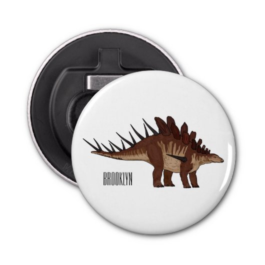 Kentrosaurus cartoon illustratie button flesopener (Voorkant)