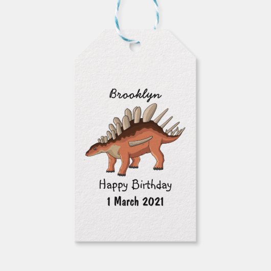 Kentrosaurus cartoon illustratie cadeaulabel (Achterkant)