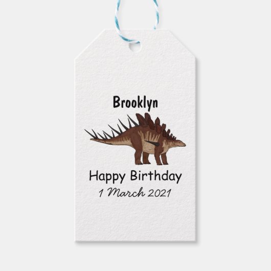 Kentrosaurus cartoon illustratie cadeaulabel (Voorkant)