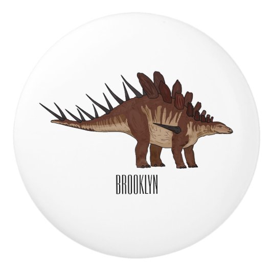 Kentrosaurus cartoon illustratie keramische knop (Voorkant)