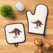 Kentrosaurus cartoon illustratie ovenwant & pannenlap set (Top down)