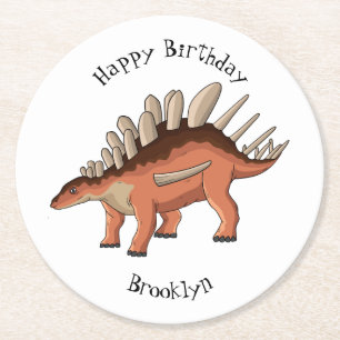 Kentrosaurus cartoon illustratie ronde kartonnen onderzetter