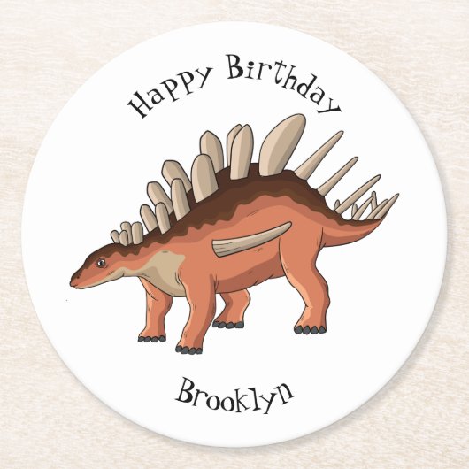 Kentrosaurus cartoon illustratie ronde kartonnen onderzetter (Voorkant)