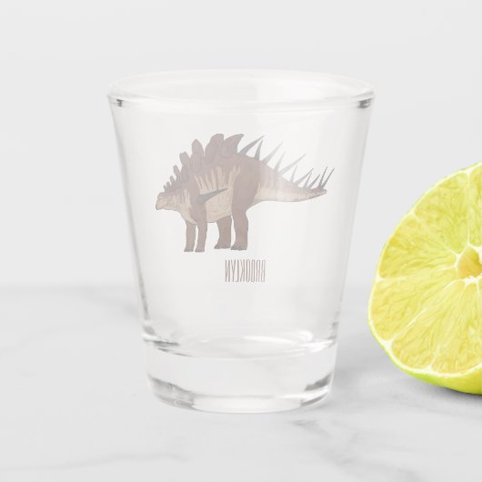Kentrosaurus cartoon illustratie shot glas (Achterkant)