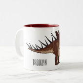 Kentrosaurus cartoon illustratie tweekleurige koffiemok (Voorkant links)